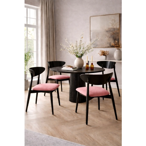 Krzesło KR-17 Kolor Pudrowy Róż  Kolor Drewna Czarny